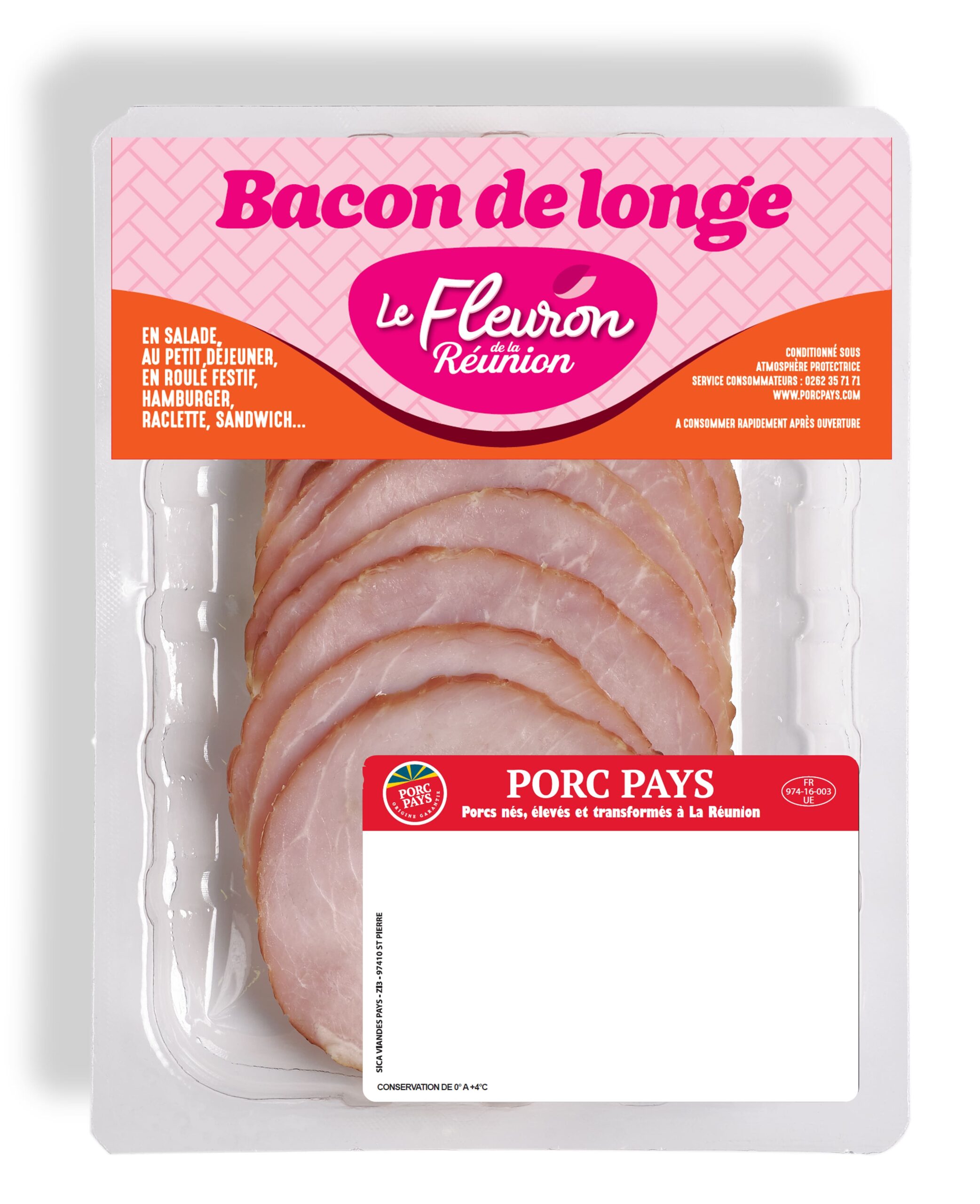 Bacon de longe de porc